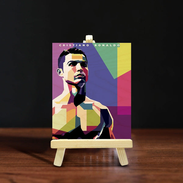 Cristiano Ronaldo CR7 Wood Print With Easel Stand