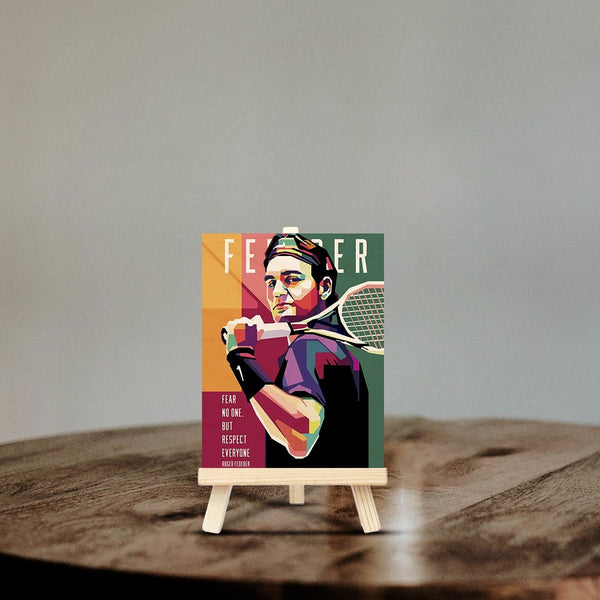 Roger Federer Wood Print With Easel Stand