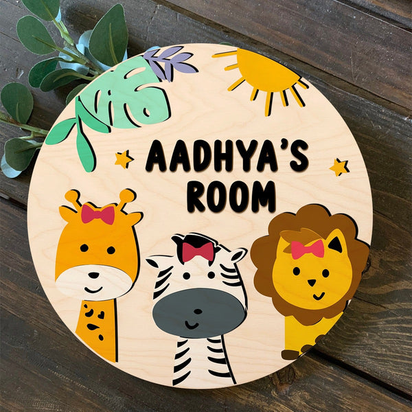 Jungle Theme Kids Room Name Plate
