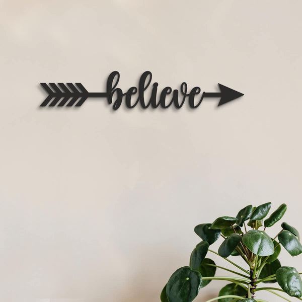 Wooden Arrow Sign | Believe