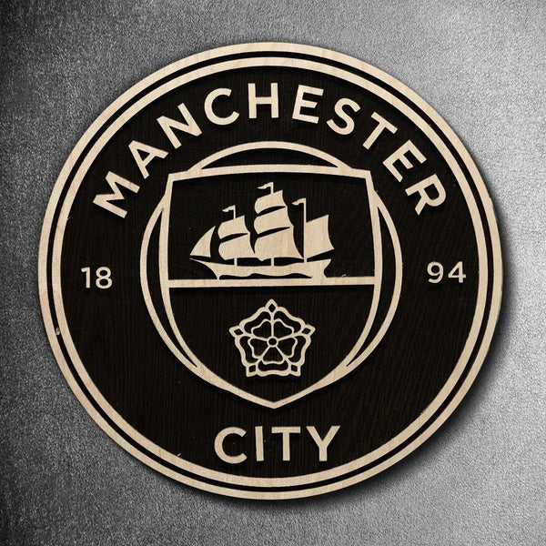 12"x12" Handcrafted Wooden Crest | Manchester City