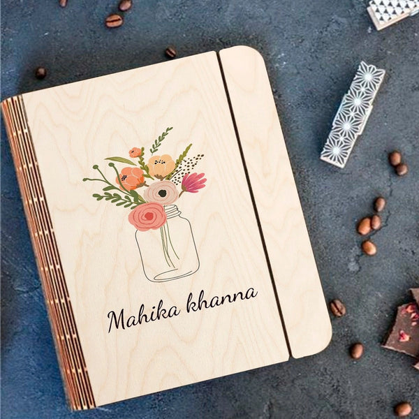 Personalised | Floral Wooden Notebook Binder | COD Not Available