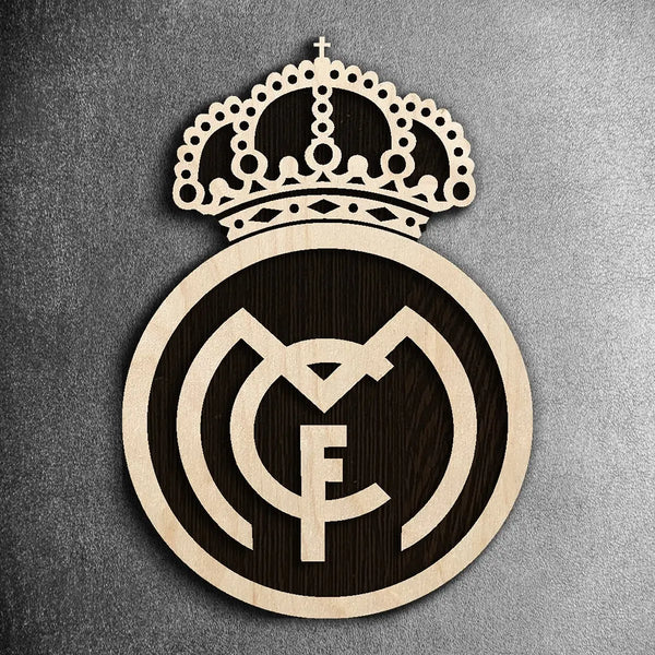 14"x11" Handcrafted Wooden Crest | Real Madrid